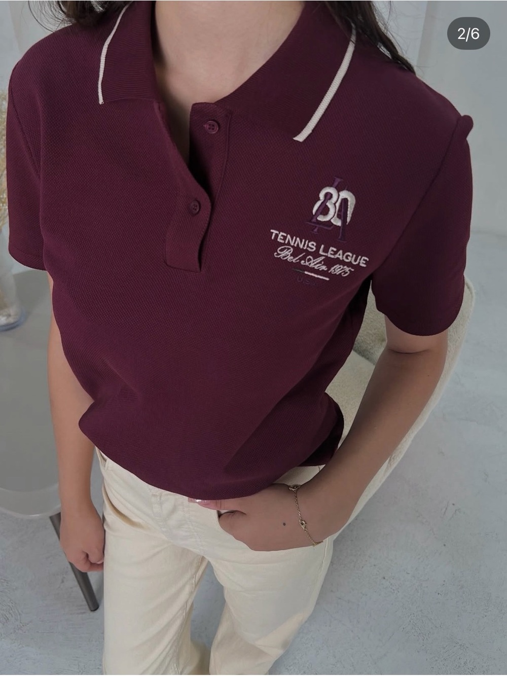 Zara Burgundy Polo Shirt, Size S